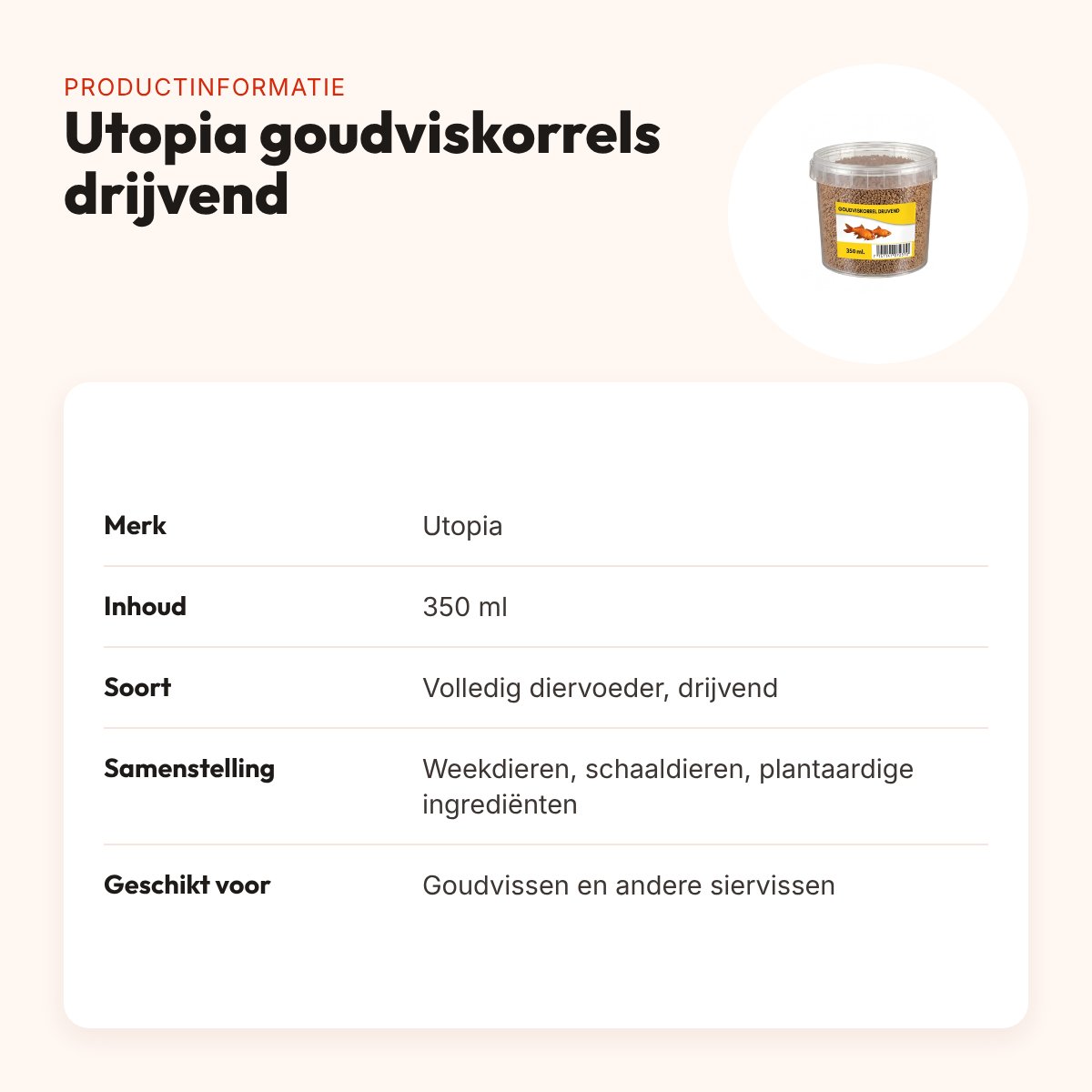 Utopia goudviskorrels drijvend 350 ml – productinformatie