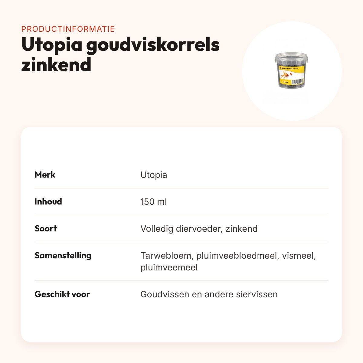 Utopia goudviskorrels zinkend 150 ml – productinformatie