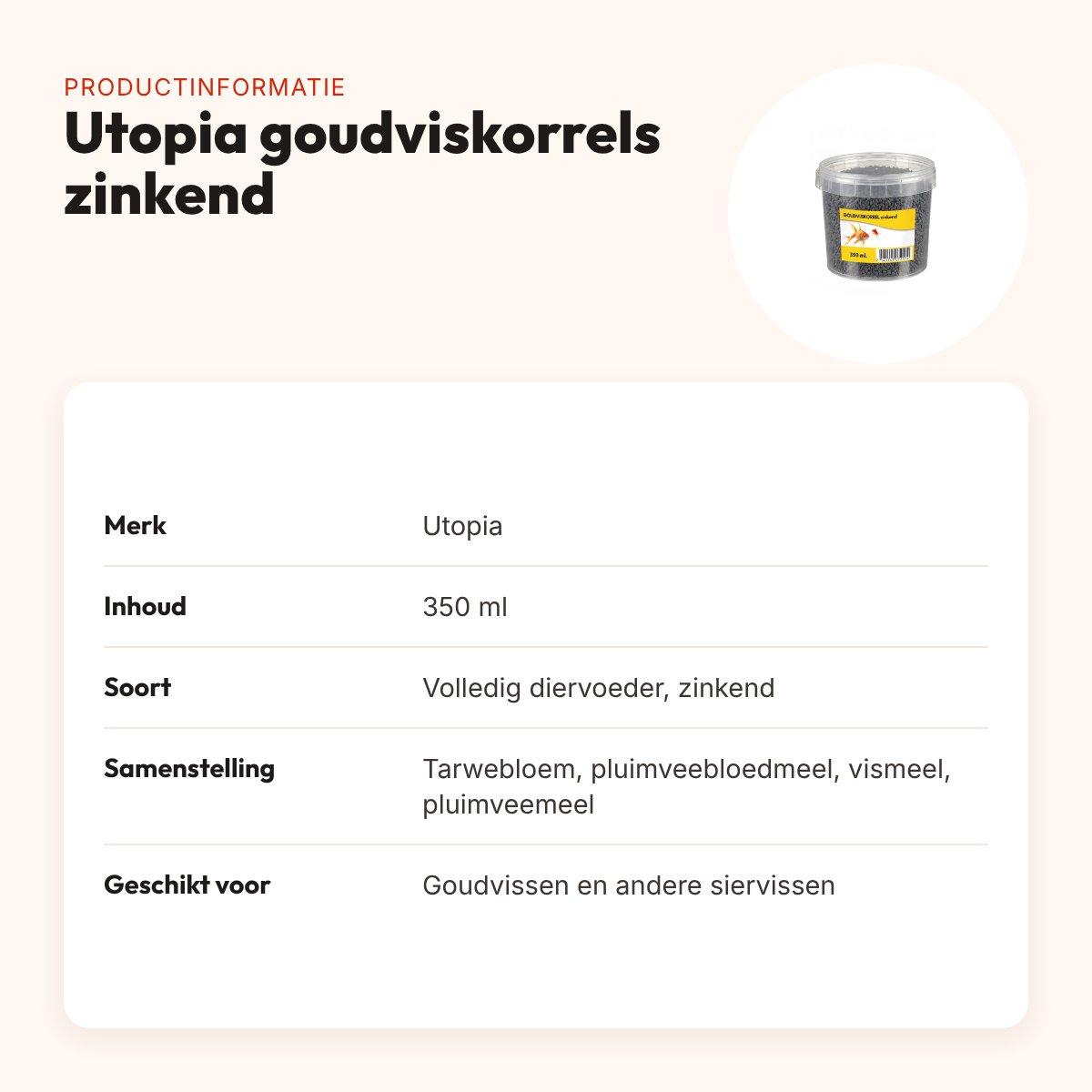 Utopia goudviskorrels zinkend 350 ml – productinformatie