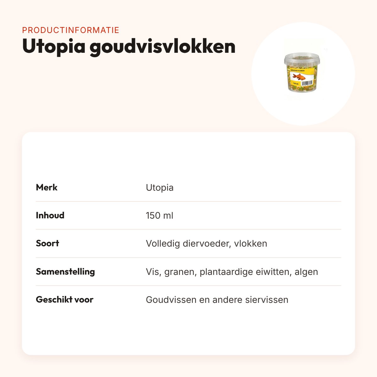 Utopia goudvisvlokken 150 ml – drijvend visvoer – productinformatie