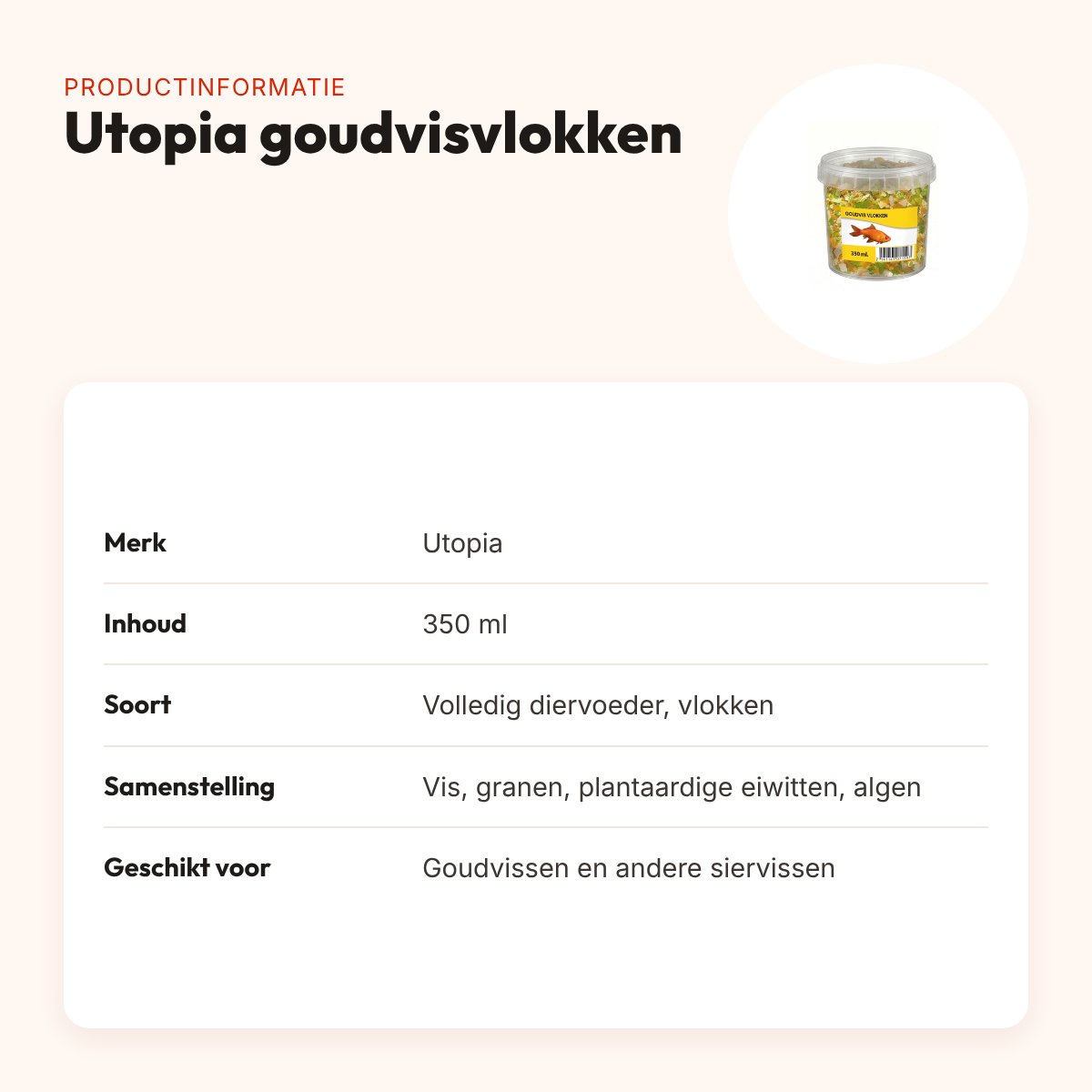Utopia goudvisvlokken 350 ml – drijvend visvoer – productinformatie