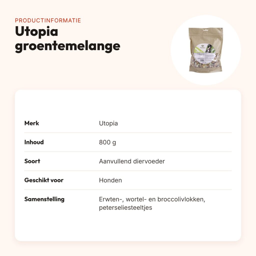 Utopia groentemelange 800 g – aanvullend diervoeder voor honden – productinformatie