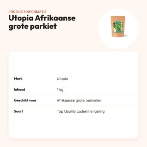 Utopia grote parkieten Afrikaans Top Quality 1 kg – met tijmpoeder – productinformatie