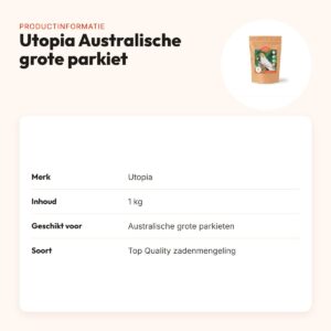 Utopia grote parkieten Australisch Top Quality 1 kg – met tijmpoeder – productinformatie