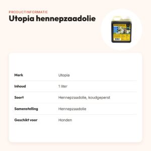 Utopia hennepzaadolie 1 liter – koudgeperst, voor honden – productinformatie