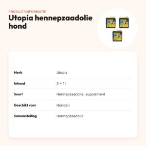 Utopia hennepzaadolie hond 1 l – koudgeperst – multipack 3 stuks – productinformatie