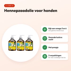 Utopia hennepzaadolie hond 500 ml met pompje – multipack 3 stuks – voordelen