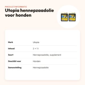 Utopia hennepzaadolie voor honden 1 l – multipack 2 stuks – productinformatie