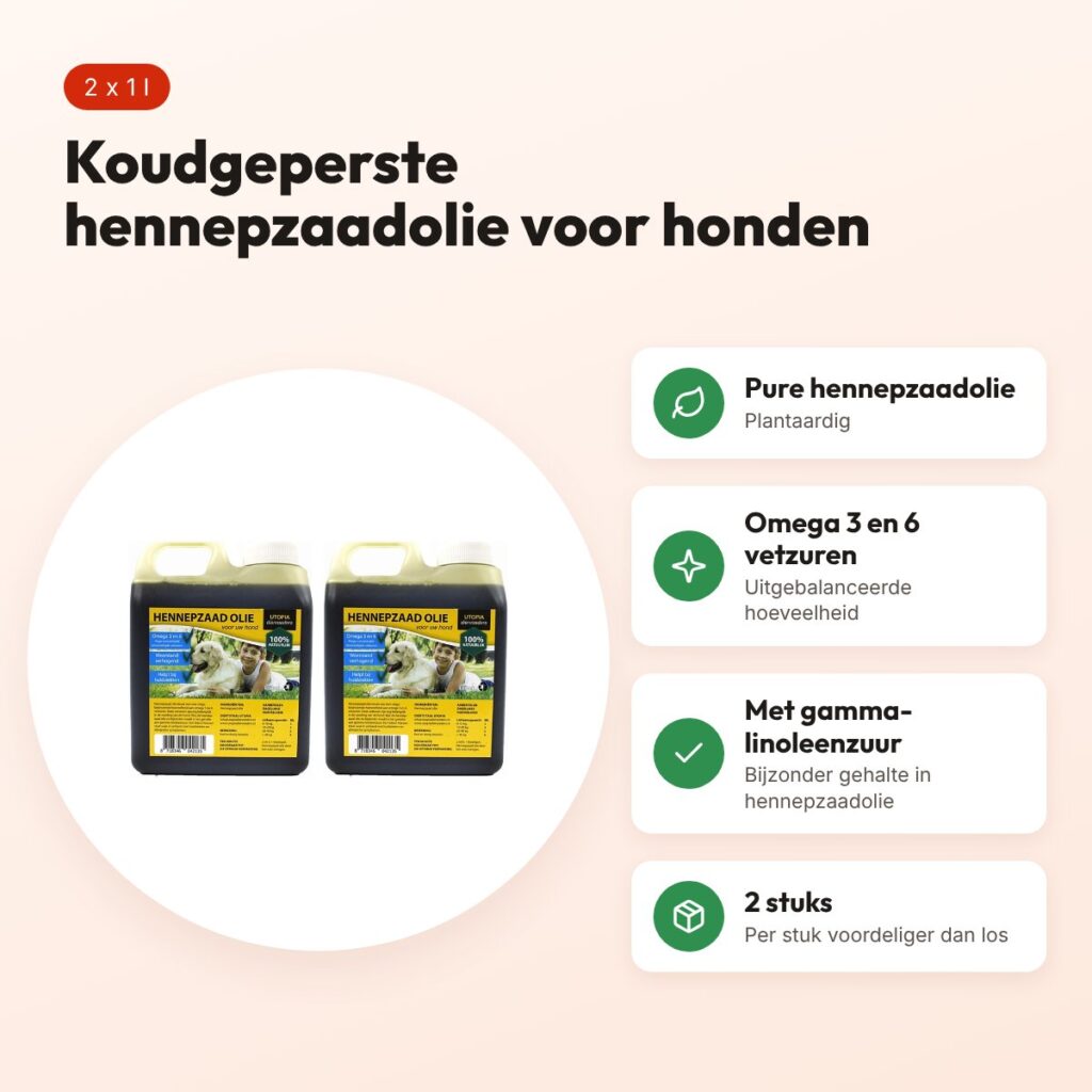 Utopia hennepzaadolie voor honden 1 l – multipack 2 stuks – voordelen