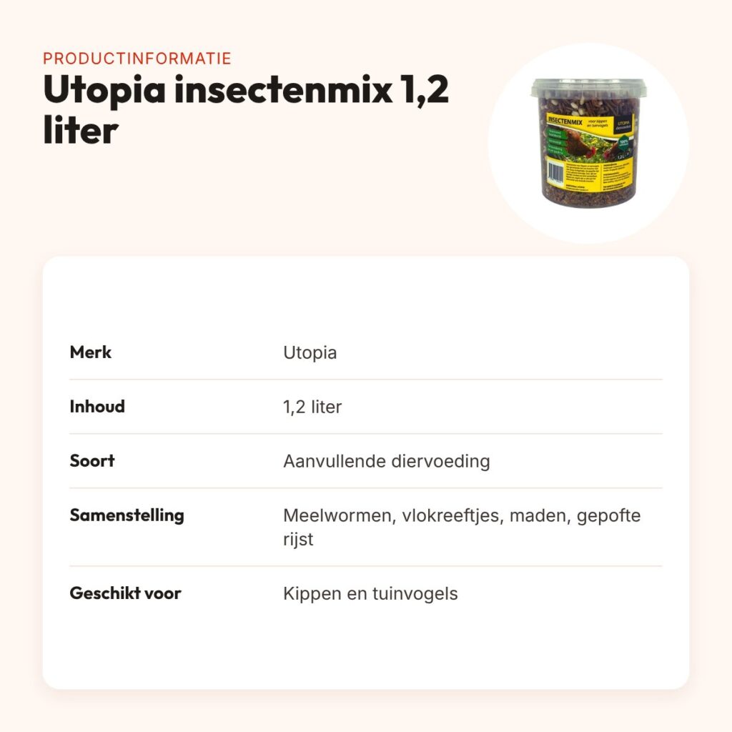 Utopia insectenmix 1,2 liter – dierlijke eiwitten voor kippen en tuinvogels – productinformatie
