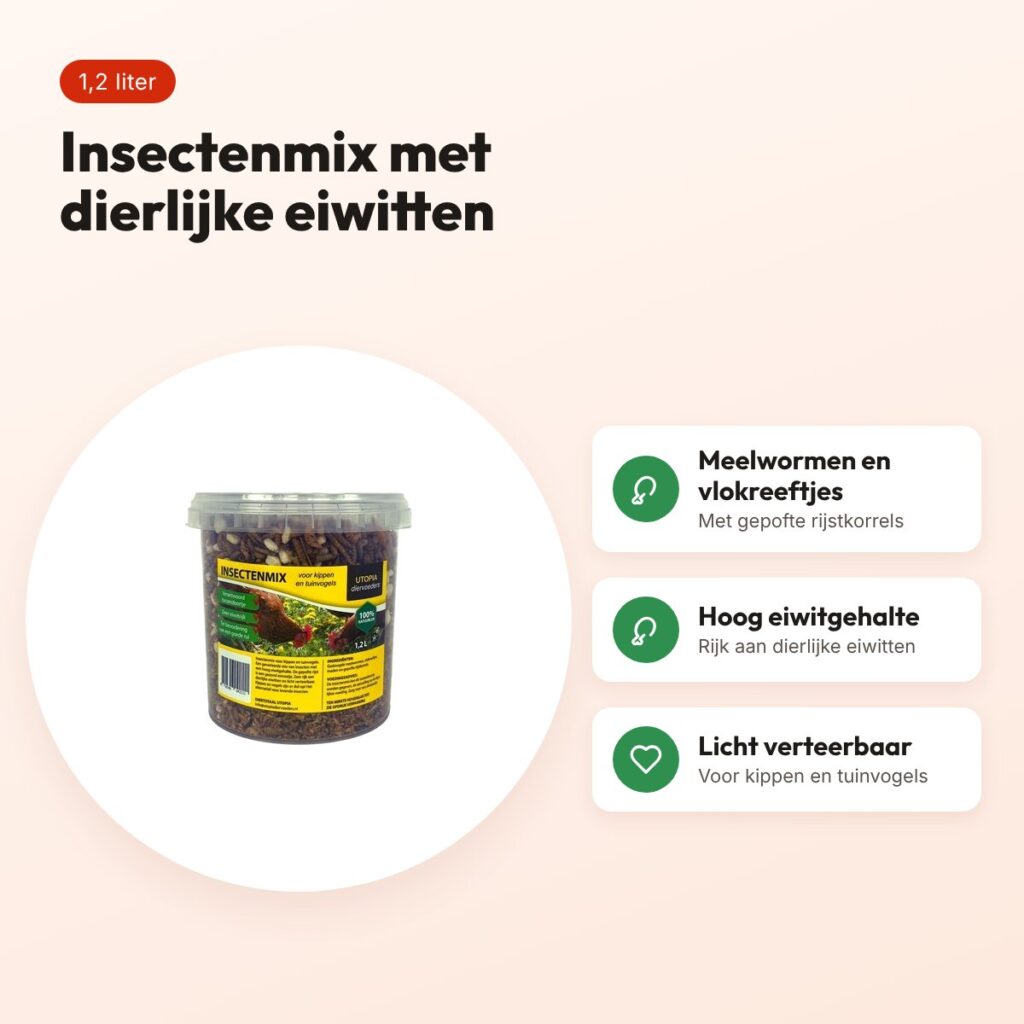 Utopia insectenmix 1,2 liter – dierlijke eiwitten voor kippen en tuinvogels – voordelen
