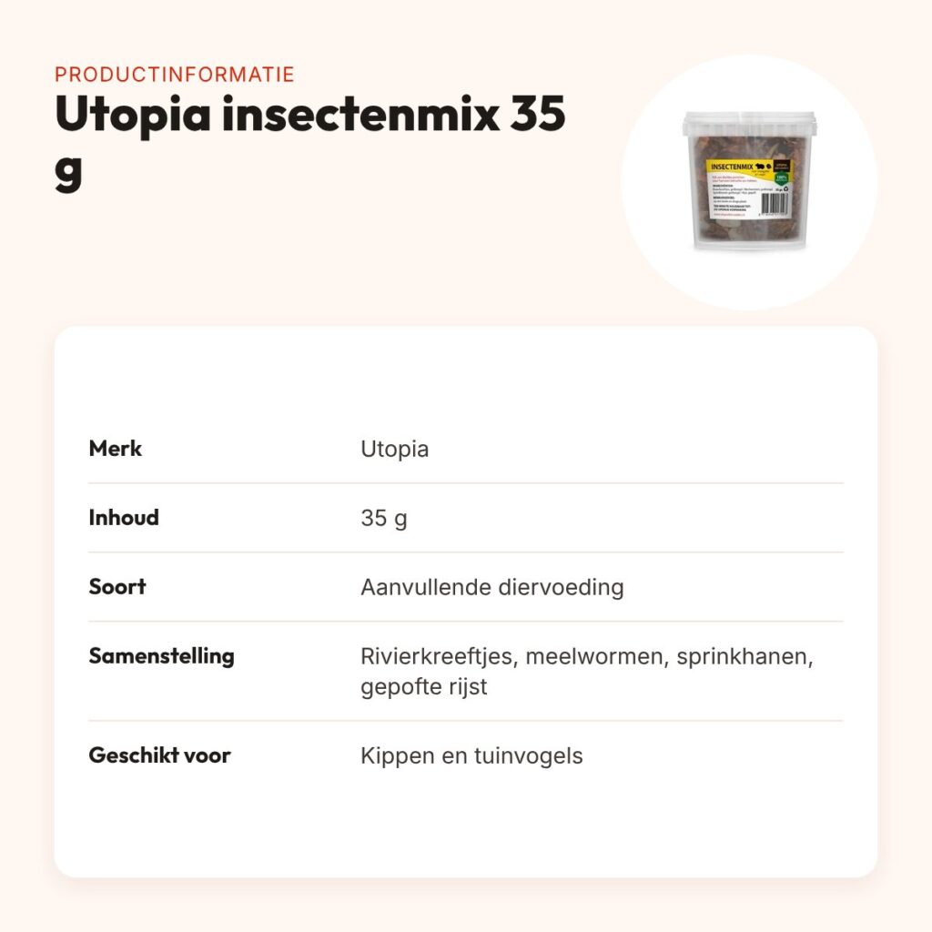 Utopia insectenmix 35 g – hoog eiwit voor kippen en tuinvogels – productinformatie