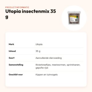 Utopia insectenmix 35 g – hoog eiwit voor kippen en tuinvogels – productinformatie