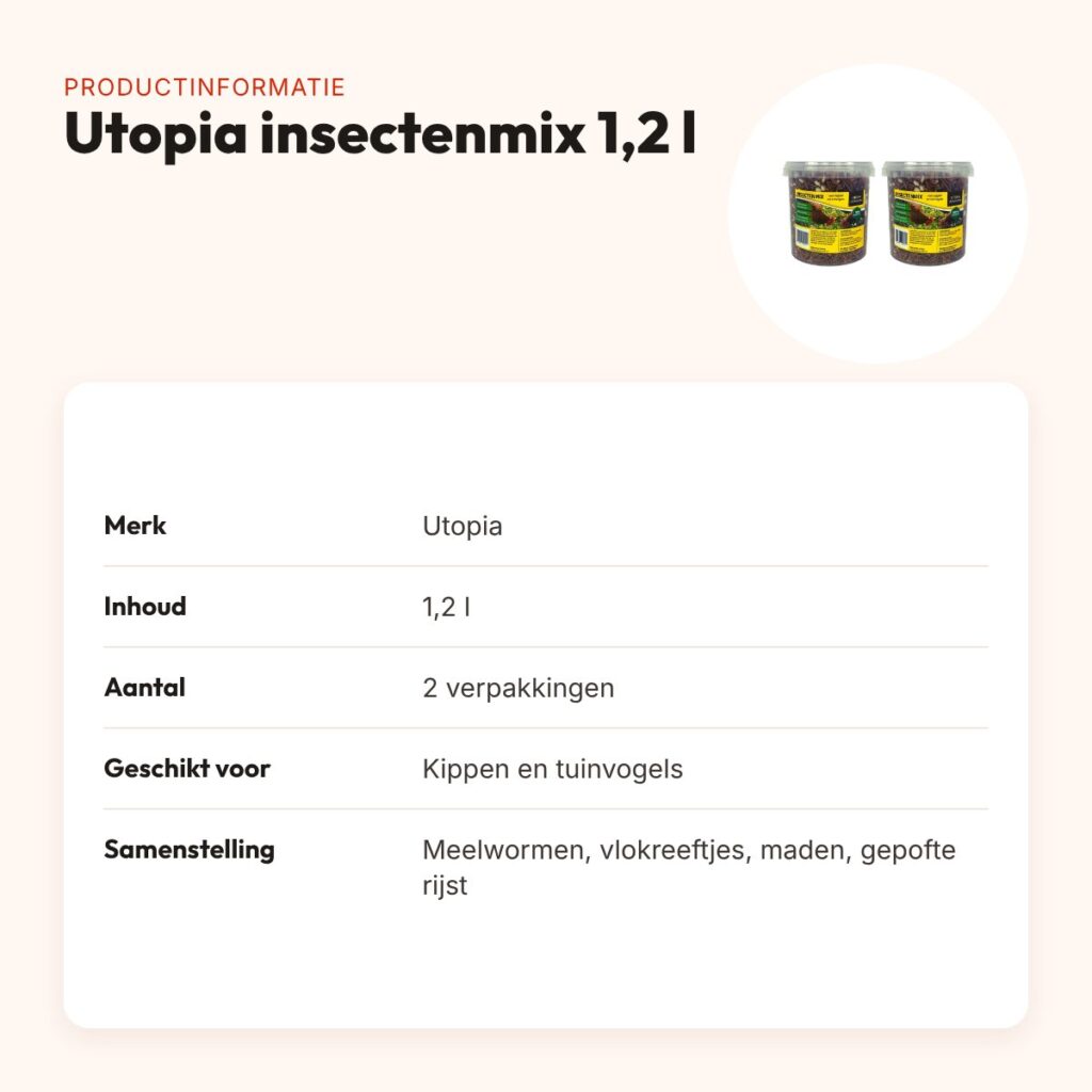 Utopia insectenmix kippen en tuinvogels 1,2 l – multipack 2 stuks – productinformatie