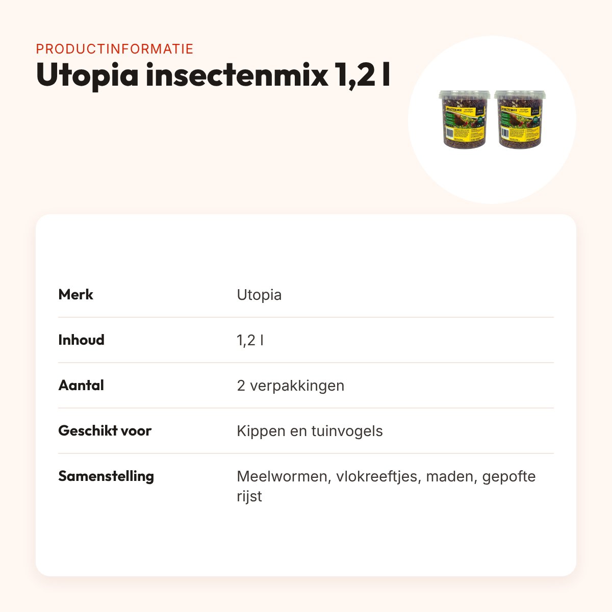 Utopia insectenmix kippen en tuinvogels 1,2 l – multipack 2 stuks – productinformatie