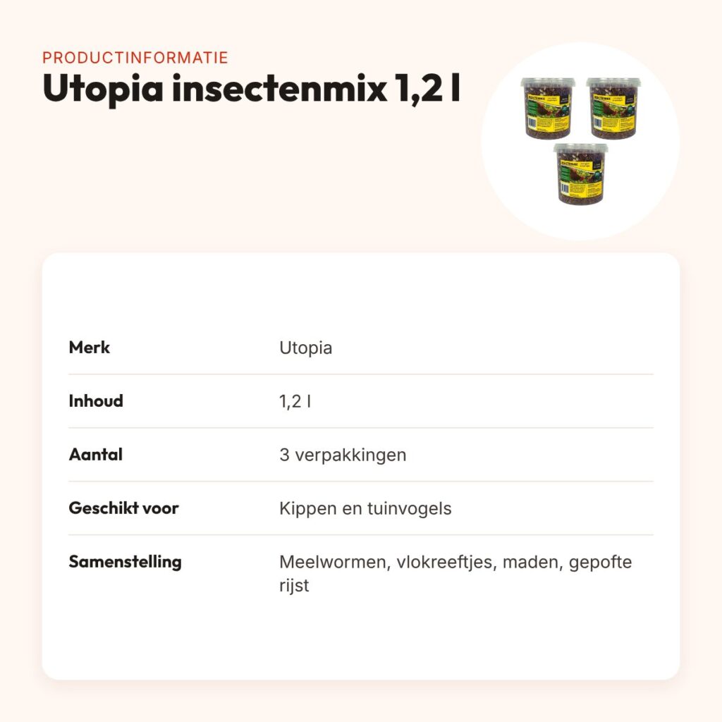 Utopia insectenmix kippen en tuinvogels 1,2 l – multipack 3 stuks – productinformatie