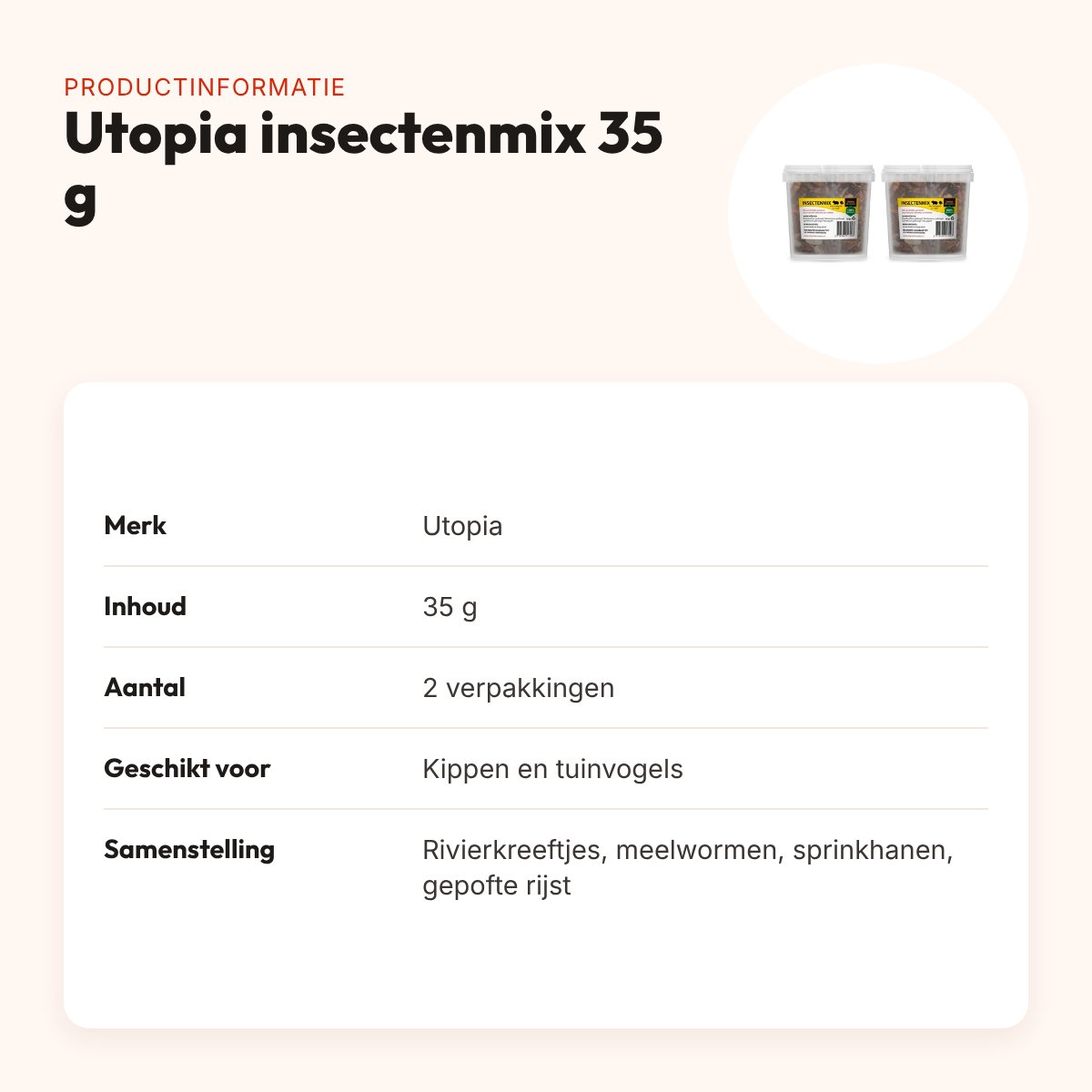 Utopia insectenmix kippen en tuinvogels 35 g – multipack 2 stuks – productinformatie