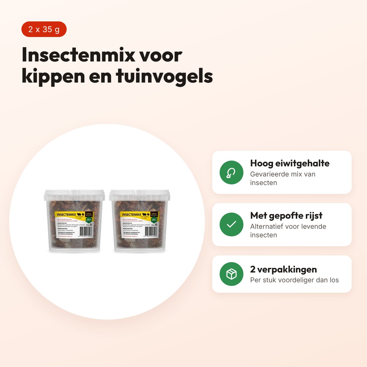 Utopia insectenmix kippen en tuinvogels 35 g – multipack 2 stuks – voordelen