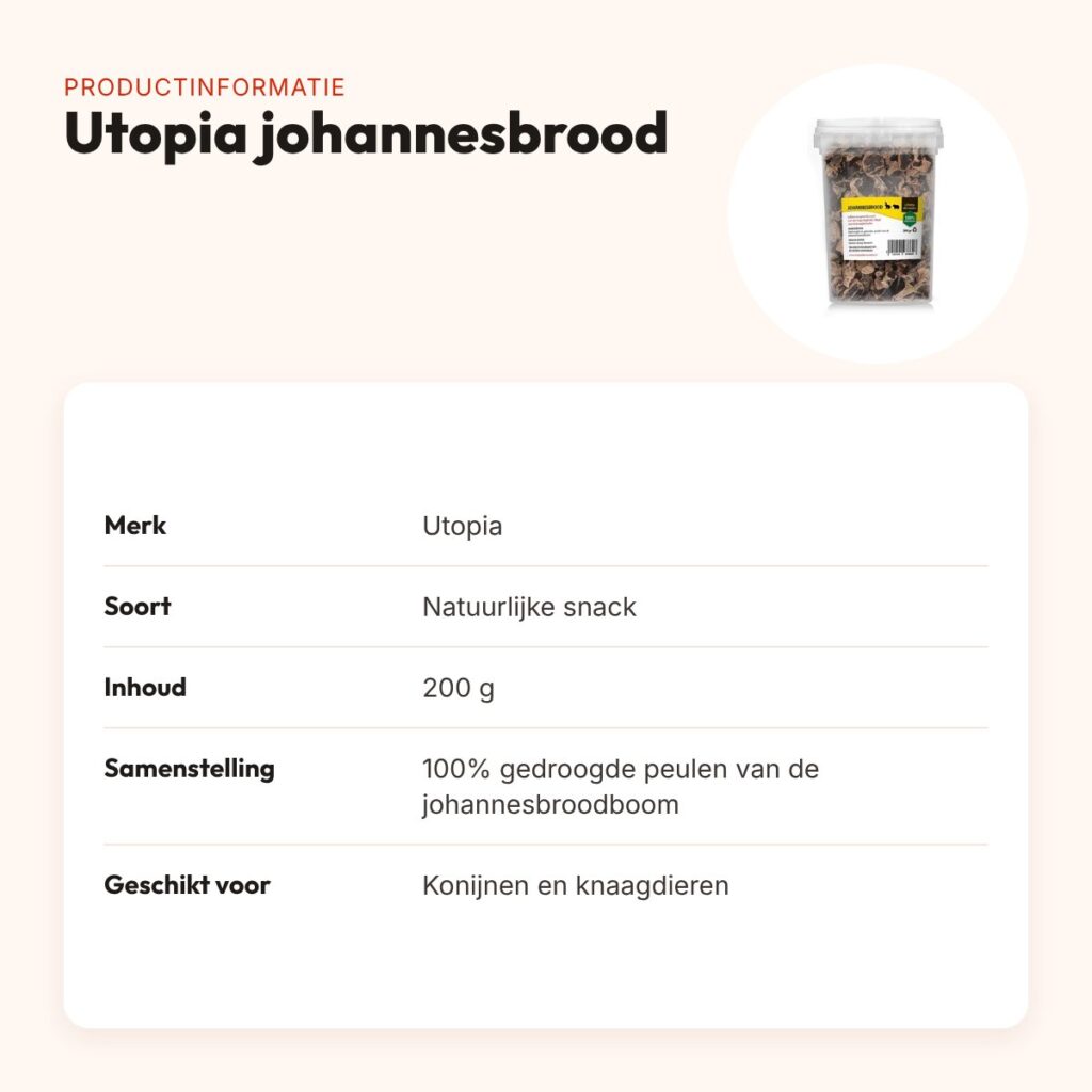 Utopia johannesbrood 200 g – natuurlijke snack voor konijnen en knaagdieren – productinformatie