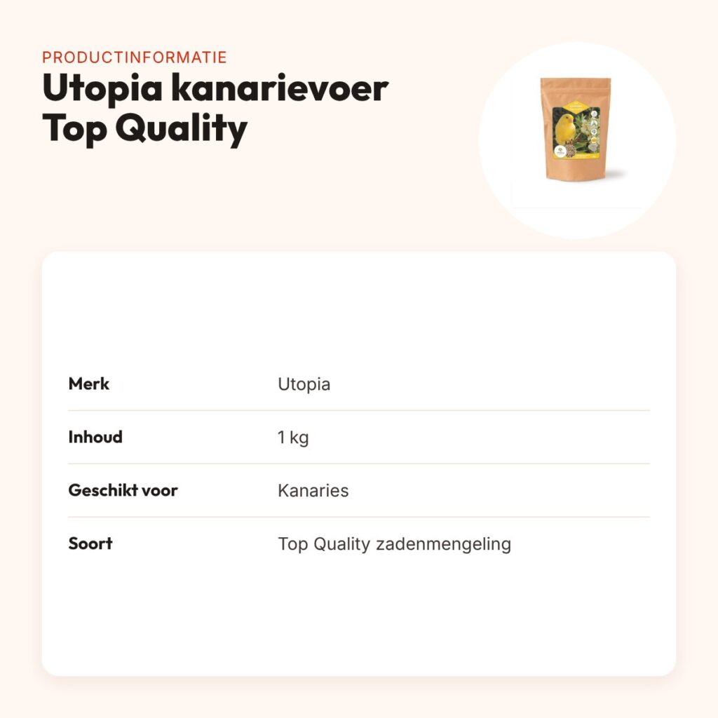 Utopia kanarievoer Top Quality 1 kg – met tijmpoeder – productinformatie