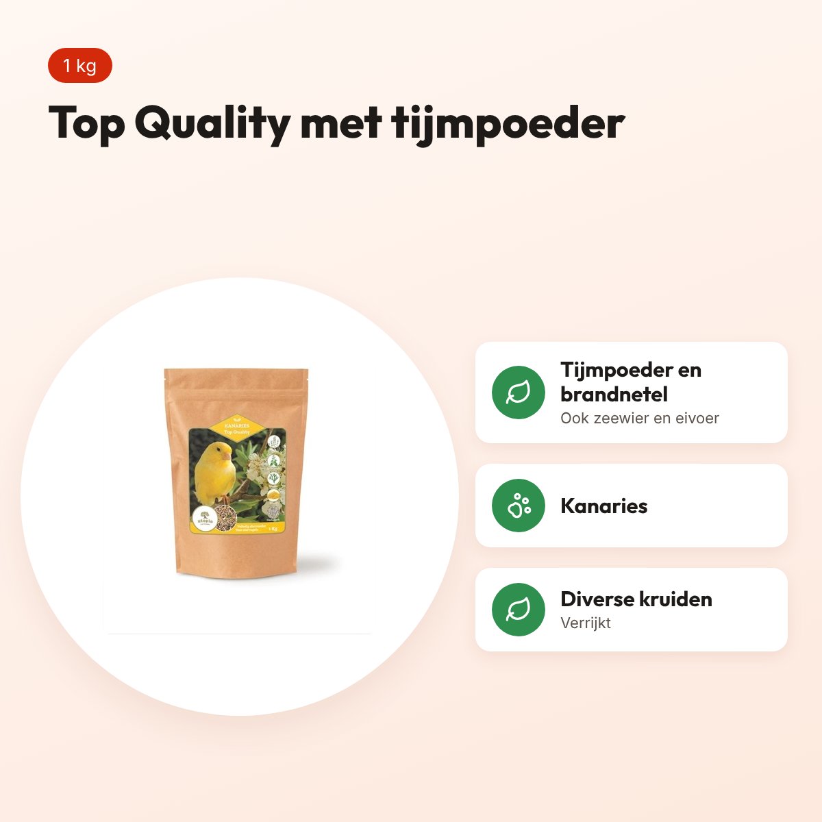 Utopia kanarievoer Top Quality 1 kg – met tijmpoeder – voordelen