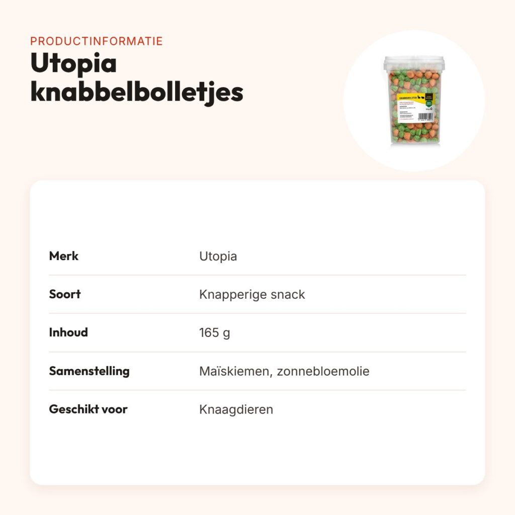 Utopia knabbelbolletjes 165 g – knapperige snack voor knaagdieren – productinformatie