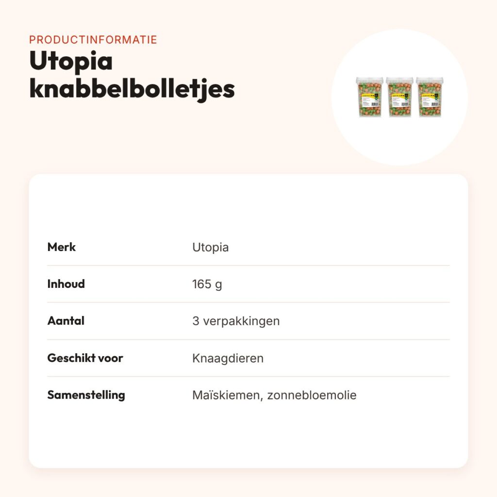 Utopia knabbelbolletjes knaagdieren 165 g – plantaardig, multipack 3 stuks – productinformatie