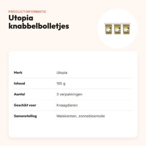 Utopia knabbelbolletjes knaagdieren 165 g – plantaardig, multipack 3 stuks – productinformatie
