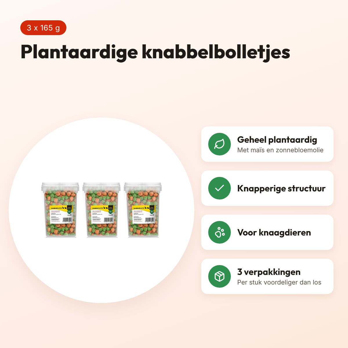 Utopia knabbelbolletjes knaagdieren 165 g – plantaardig, multipack 3 stuks – voordelen