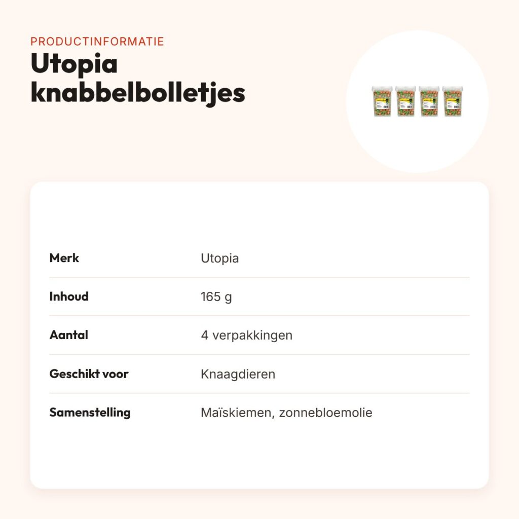 Utopia knabbelbolletjes knaagdieren 165 g – plantaardig, multipack 4 stuks – productinformatie