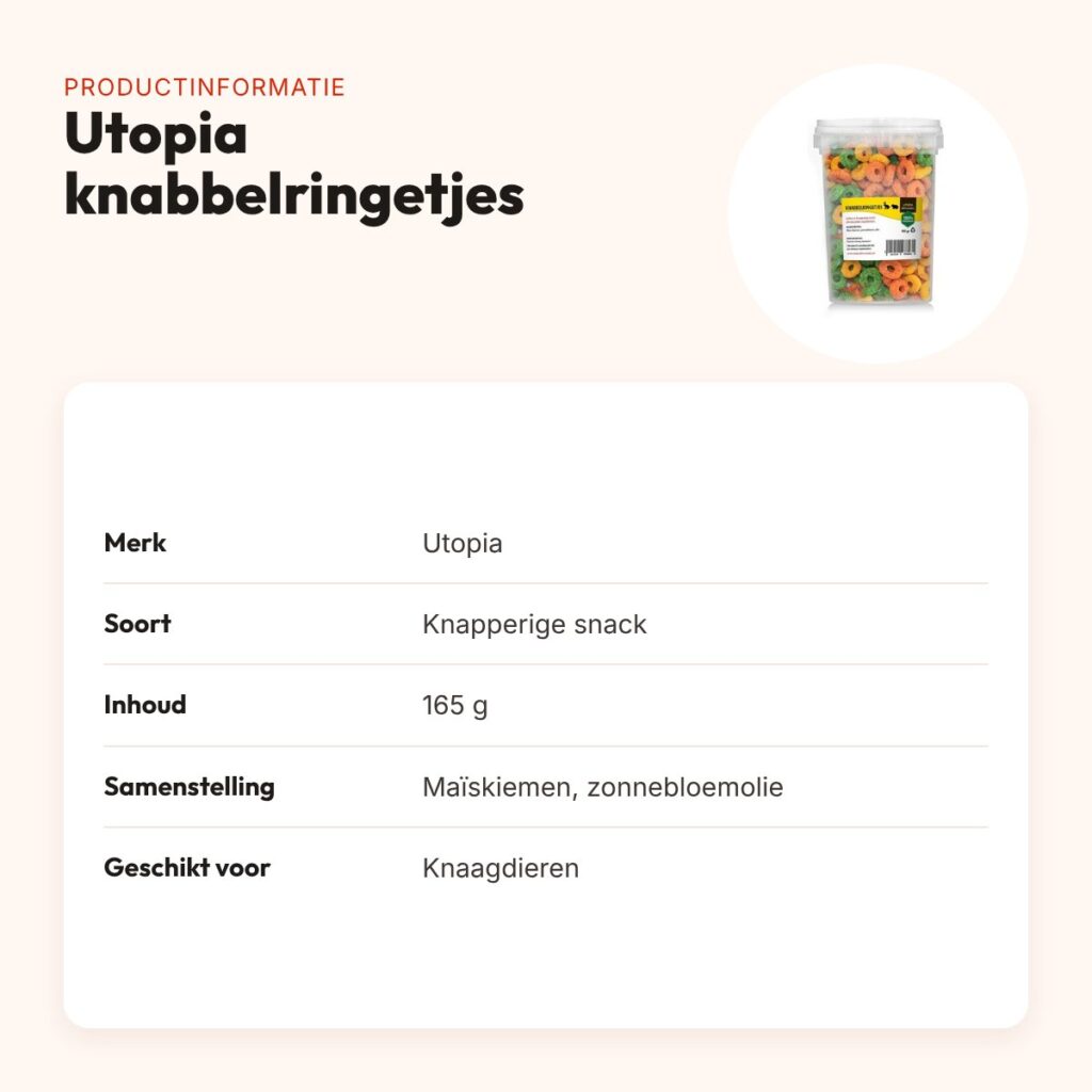 Utopia knabbelringetjes 165 g – knapperige snack voor knaagdieren – productinformatie