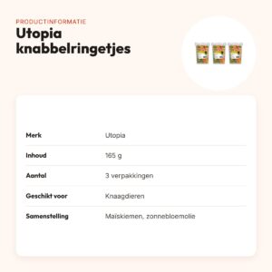 Utopia knabbelringetjes knaagdieren 165 g – plantaardig, multipack 3 stuks – productinformatie