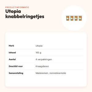 Utopia knabbelringetjes knaagdieren 165 g – plantaardig, multipack 4 stuks – productinformatie
