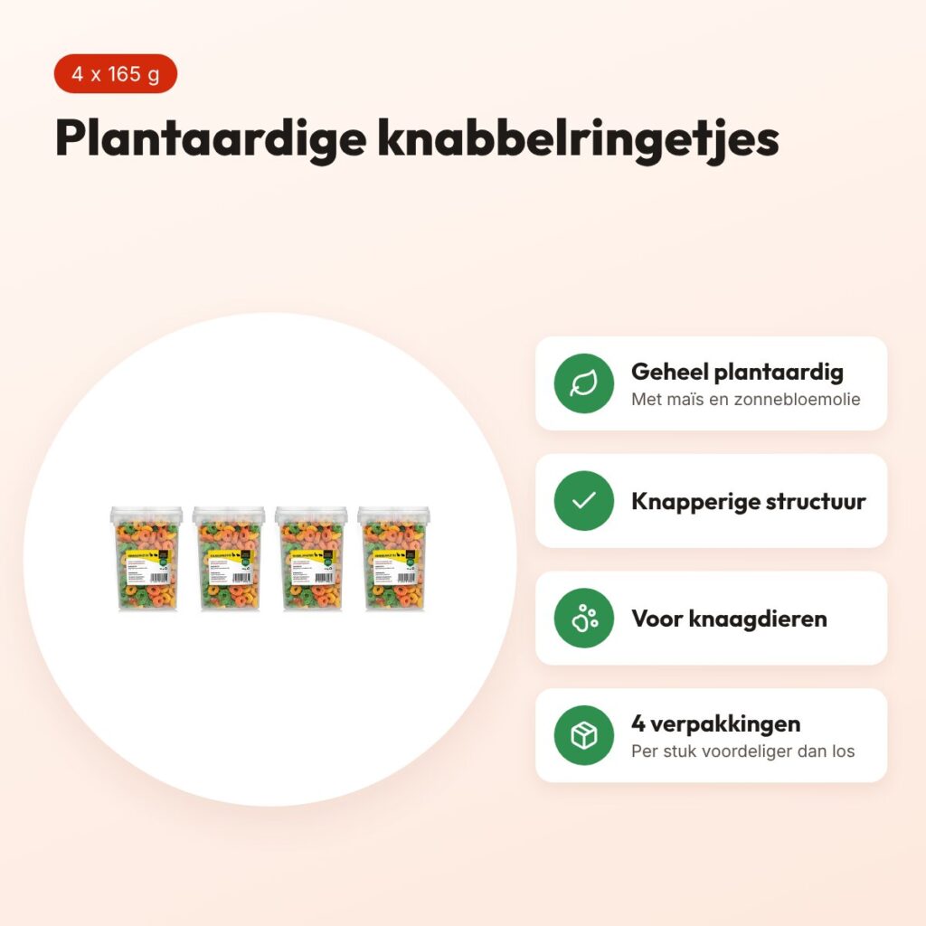 Utopia knabbelringetjes knaagdieren 165 g – plantaardig, multipack 4 stuks – voordelen