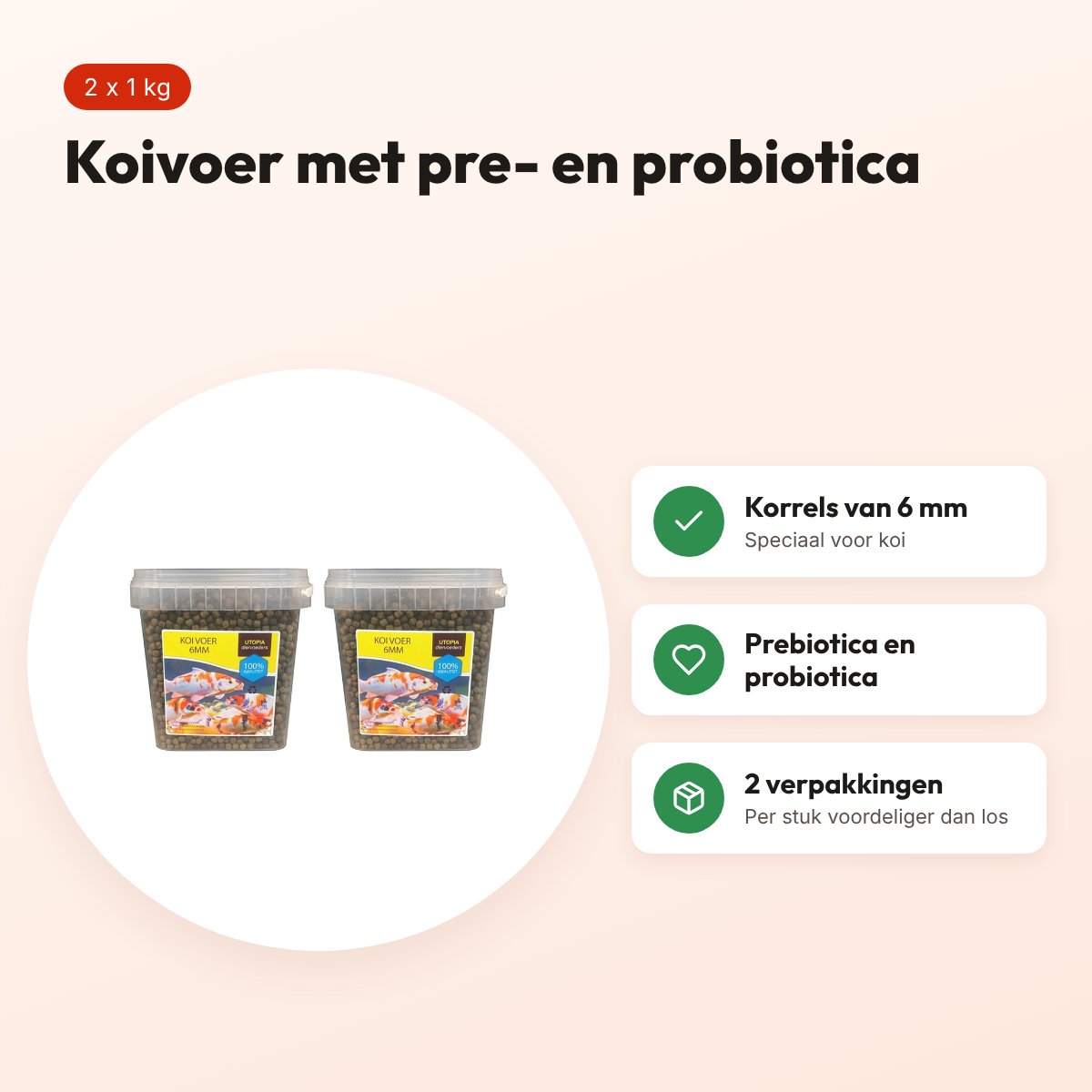 Utopia koivoer 6 mm met probiotica 1 kg – multipack 2 stuks – voordelen