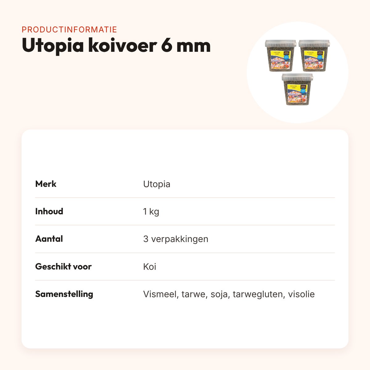 Utopia koivoer 6 mm met probiotica 1 kg – multipack 3 stuks – productinformatie