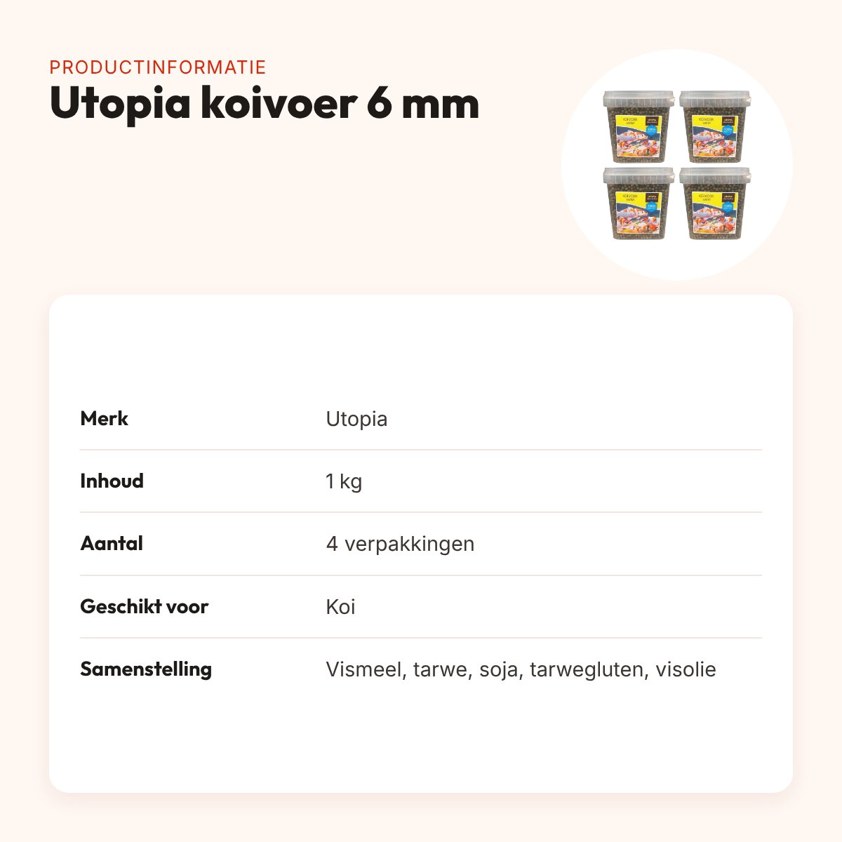 Utopia koivoer 6 mm met probiotica 1 kg – multipack 4 stuks – productinformatie