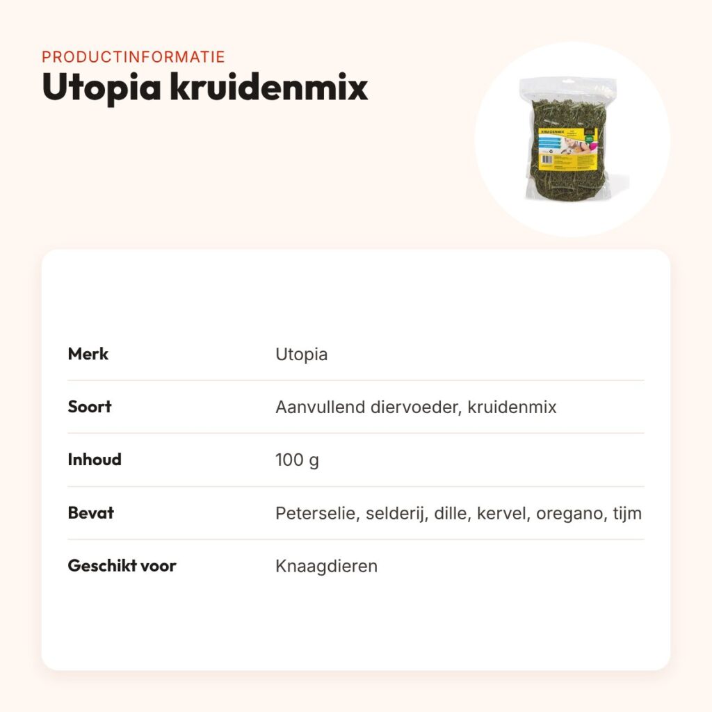 Utopia kruidenmix 100 g – aanvullend diervoeder voor knaagdieren – productinformatie