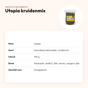 Utopia kruidenmix 100 g – aanvullend diervoeder voor knaagdieren – productinformatie