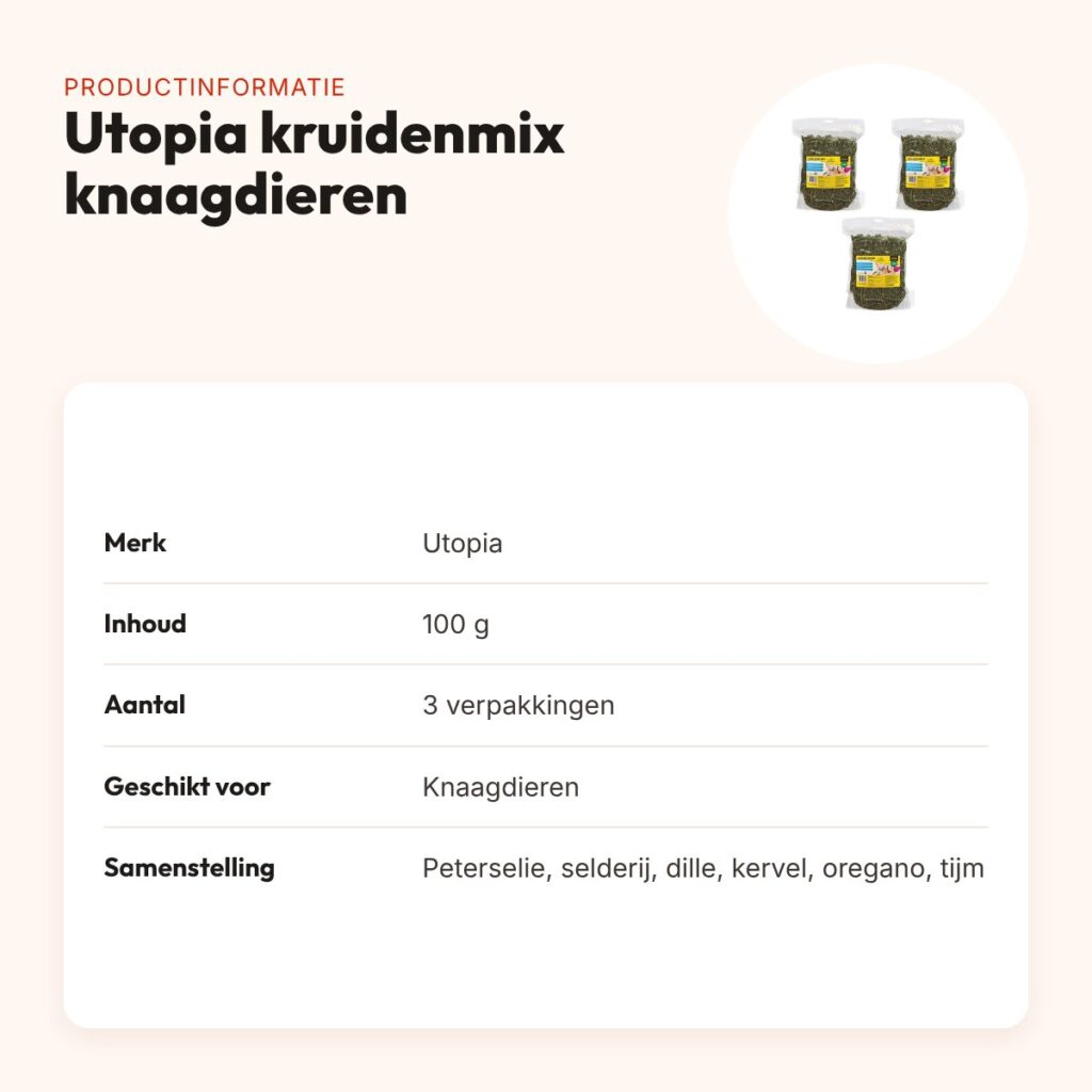 Utopia kruidenmix knaagdieren 100 g – peterselie, dille – multipack 3 stuks – productinformatie