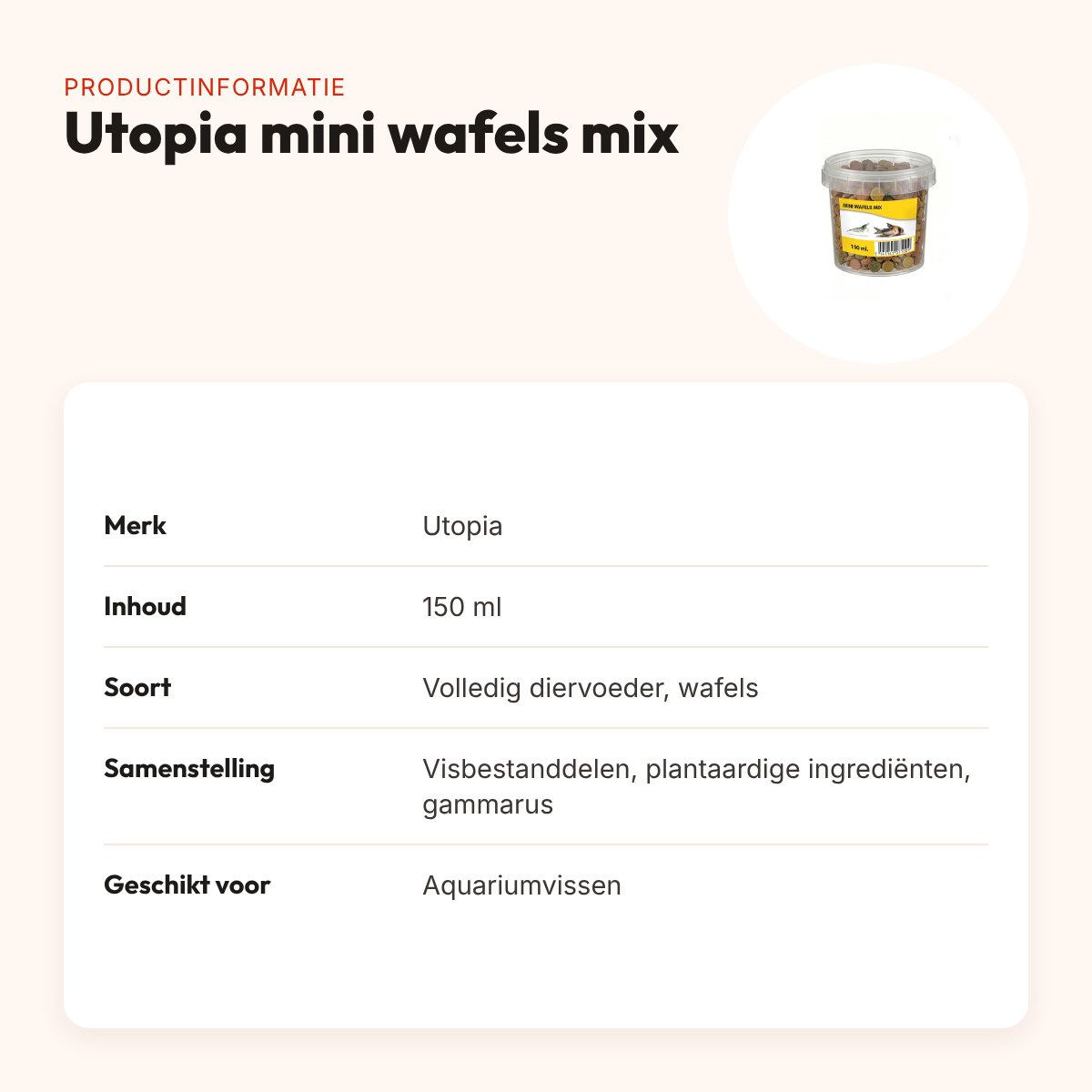 Utopia mini wafels mix visvoer 150 ml – productinformatie