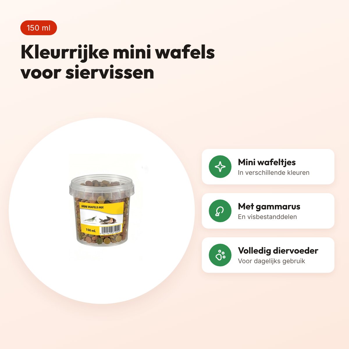 Utopia mini wafels mix visvoer 150 ml – voordelen