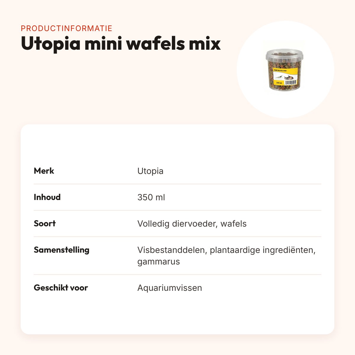 Utopia mini wafels mix visvoer 350 ml – productinformatie
