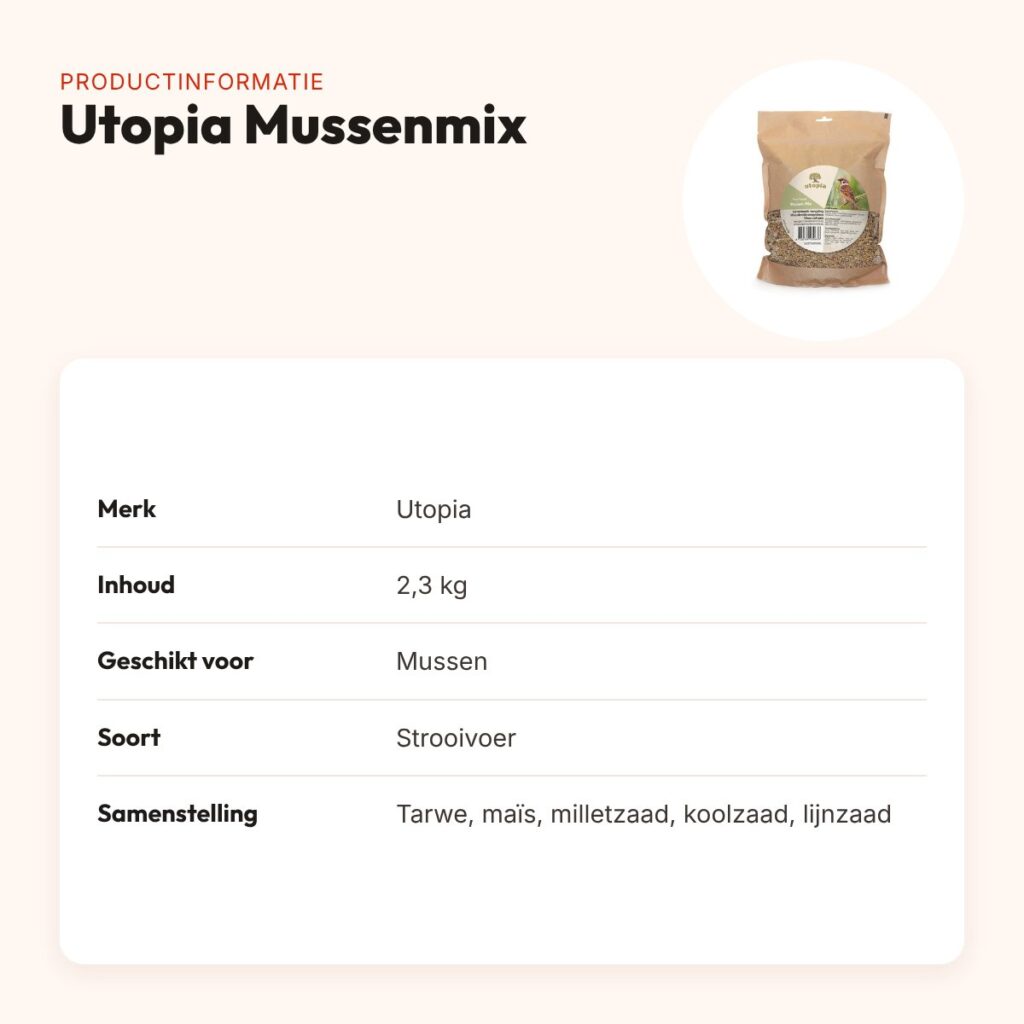 Utopia Mussenmix strooivoer 2,3 kg – luxe tuinvogelvoer voor mussen – productinformatie