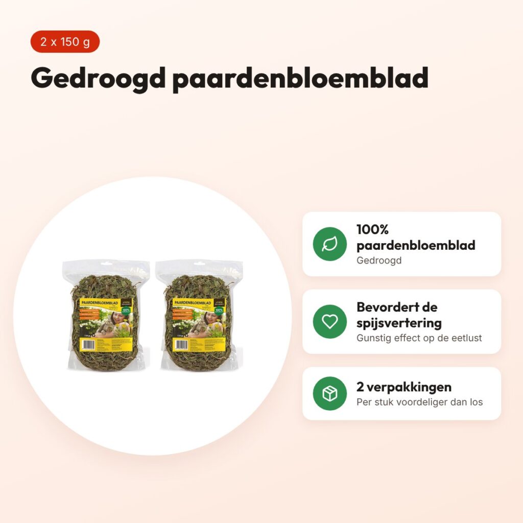 Utopia paardenbloemblad 150 g – gedroogd diervoeder – multipack 2 stuks – voordelen