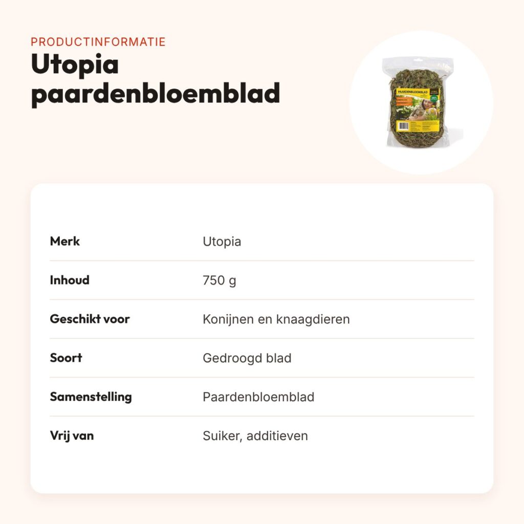 Utopia paardenbloemblad 750 g – voor konijnen en knaagdieren – productinformatie