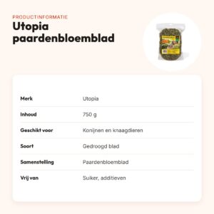 Utopia paardenbloemblad 750 g – voor konijnen en knaagdieren – productinformatie