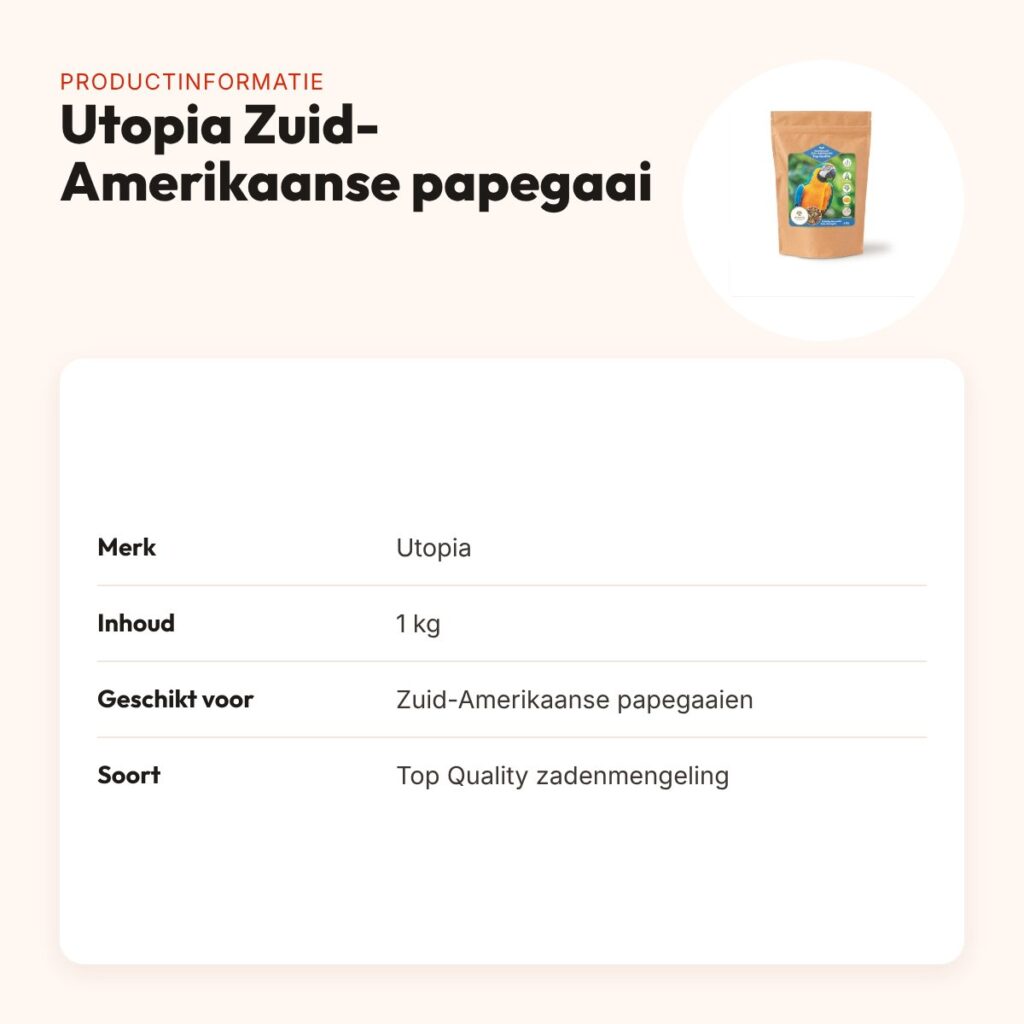 Utopia papegaaienvoer Zuid-Amerikaans Top Quality 1 kg – met tijmpoeder – productinformatie