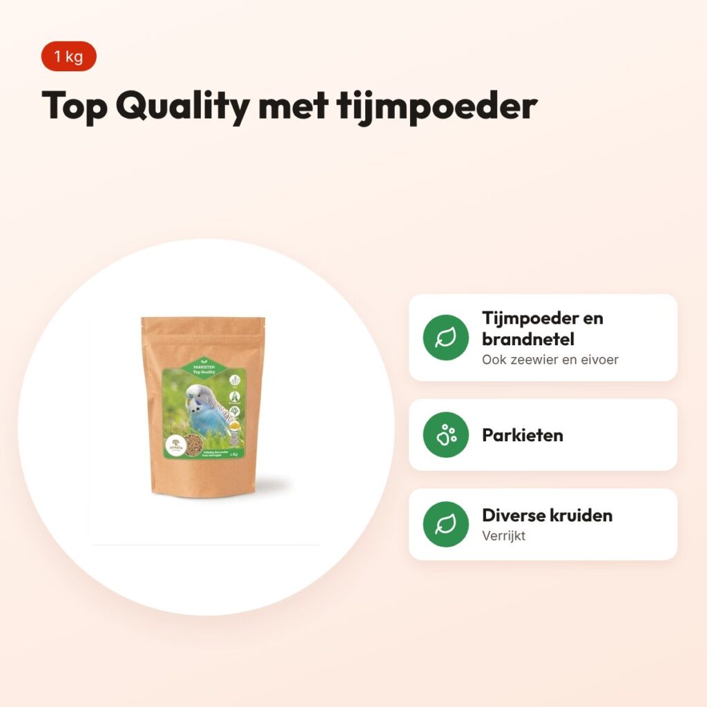 Utopia parkietenvoer Top Quality 1 kg – met tijmpoeder – voordelen