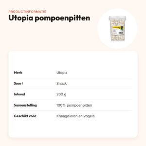 Utopia pompoenpitten 200 g – natuurlijke snack voor knaagdieren en vogels – productinformatie